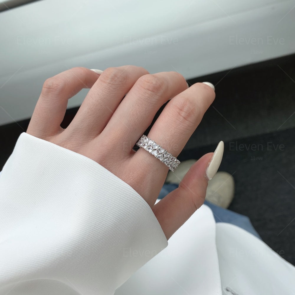 Micro-Pavé S925 Sterling Silver Eternity Ring | Full Zirconia Micro-Pavé | Stackable & Fade-Resistant | INS Style