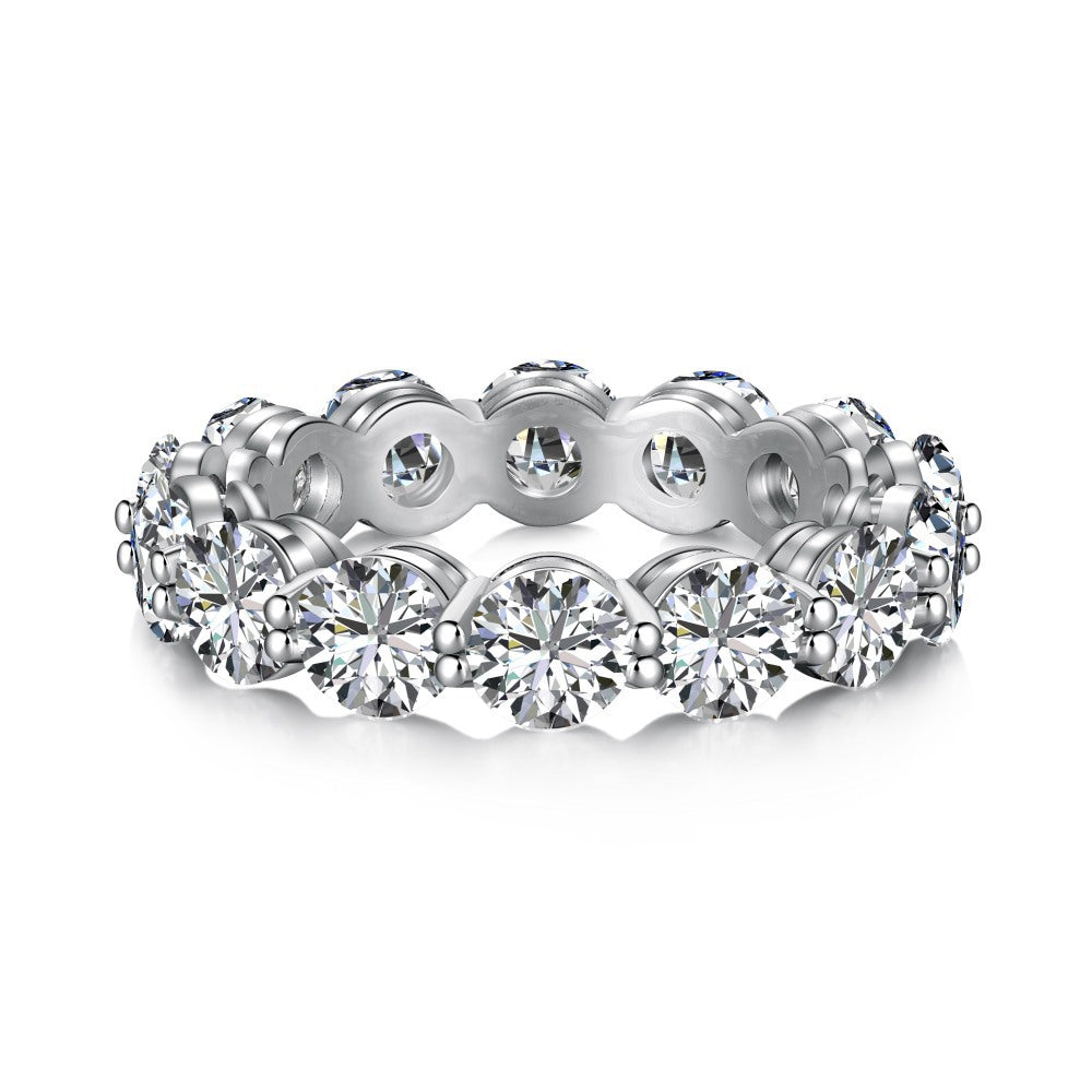 Micro-Pavé S925 Sterling Silver Eternity Ring | Full Zirconia Micro-Pavé | Stackable & Fade-Resistant | INS Style
