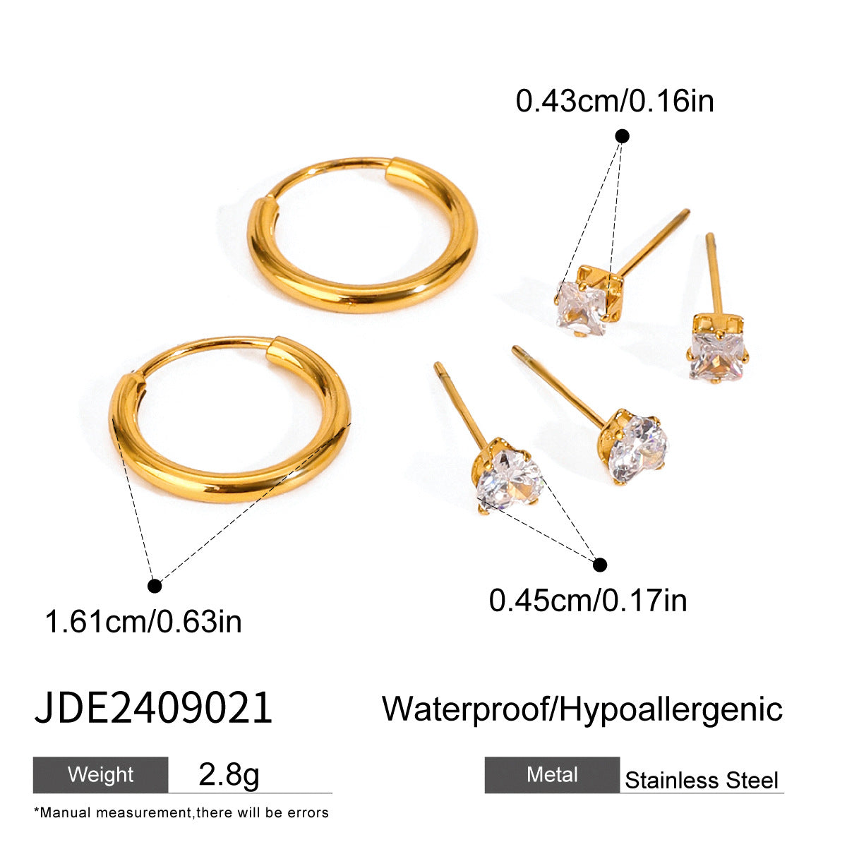 3-Pair Set | Stainless Steel Zirconia & Pearl Earrings | Niche Elegant Style for Women