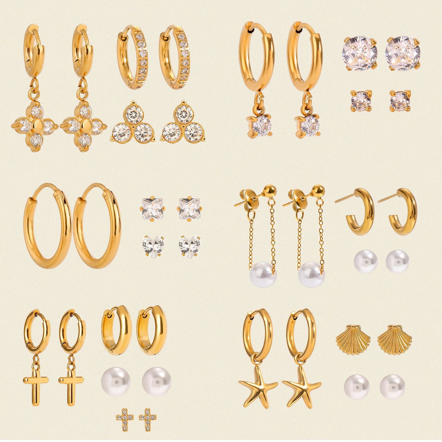 3-Pair Set | Stainless Steel Zirconia & Pearl Earrings | Niche Elegant Style for Women