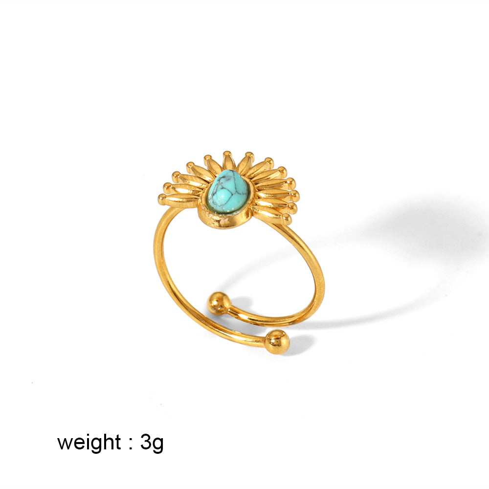 Turquoise Ring | 18K Gold-Plated Stainless Steel | Fade-Resistant & Elegant Design
