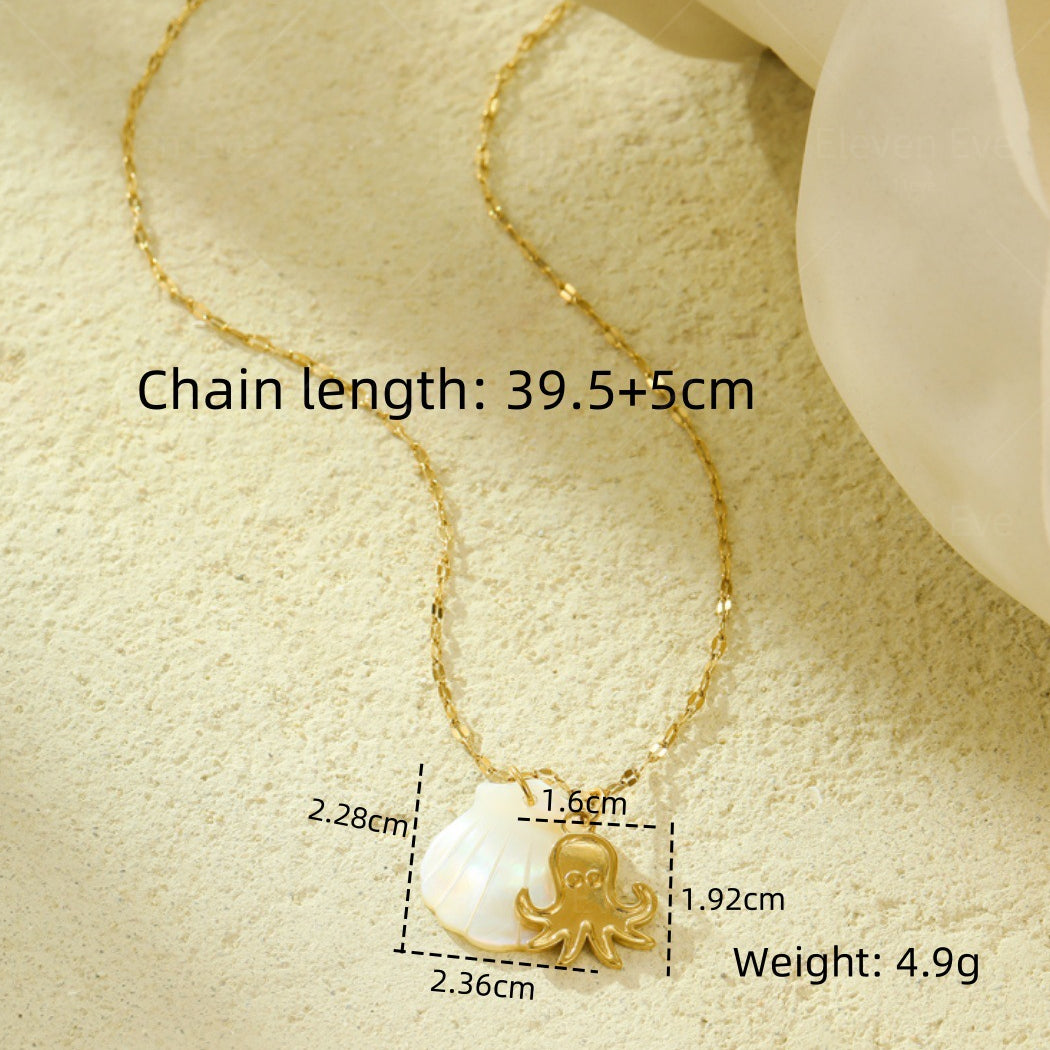 Beach Style Ocean Pendant Necklace | Shell, Starfish & Dolphin | Niche Design for Women
