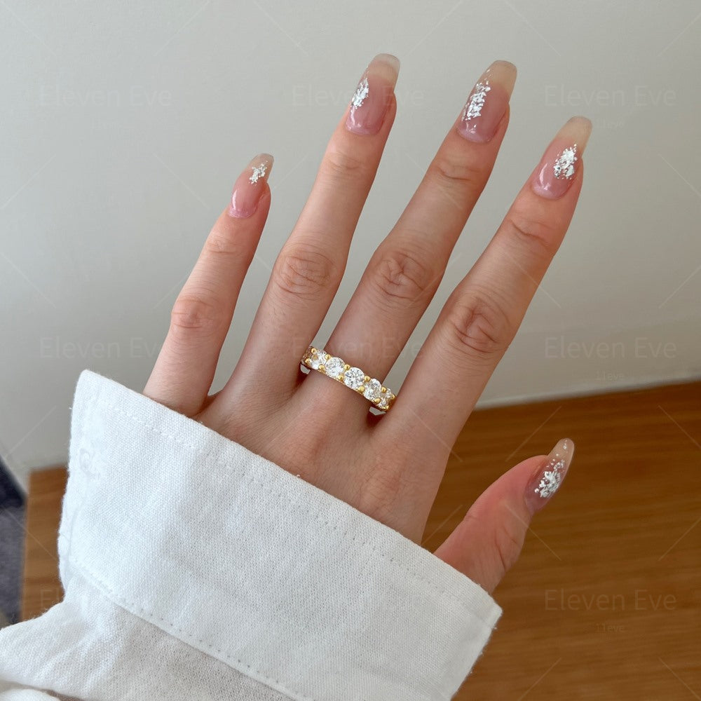 Micro-Pavé S925 Sterling Silver Eternity Ring | Full Zirconia Micro-Pavé | Stackable & Fade-Resistant | INS Style