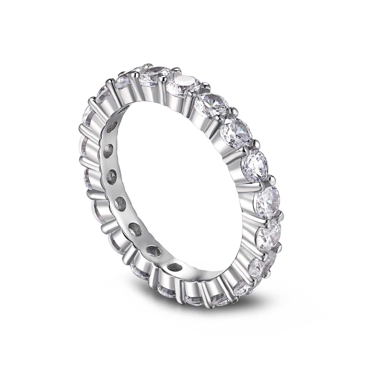 Micro-Pavé S925 Sterling Silver Eternity Ring | Full Zirconia Micro-Pavé | Stackable & Fade-Resistant | INS Style