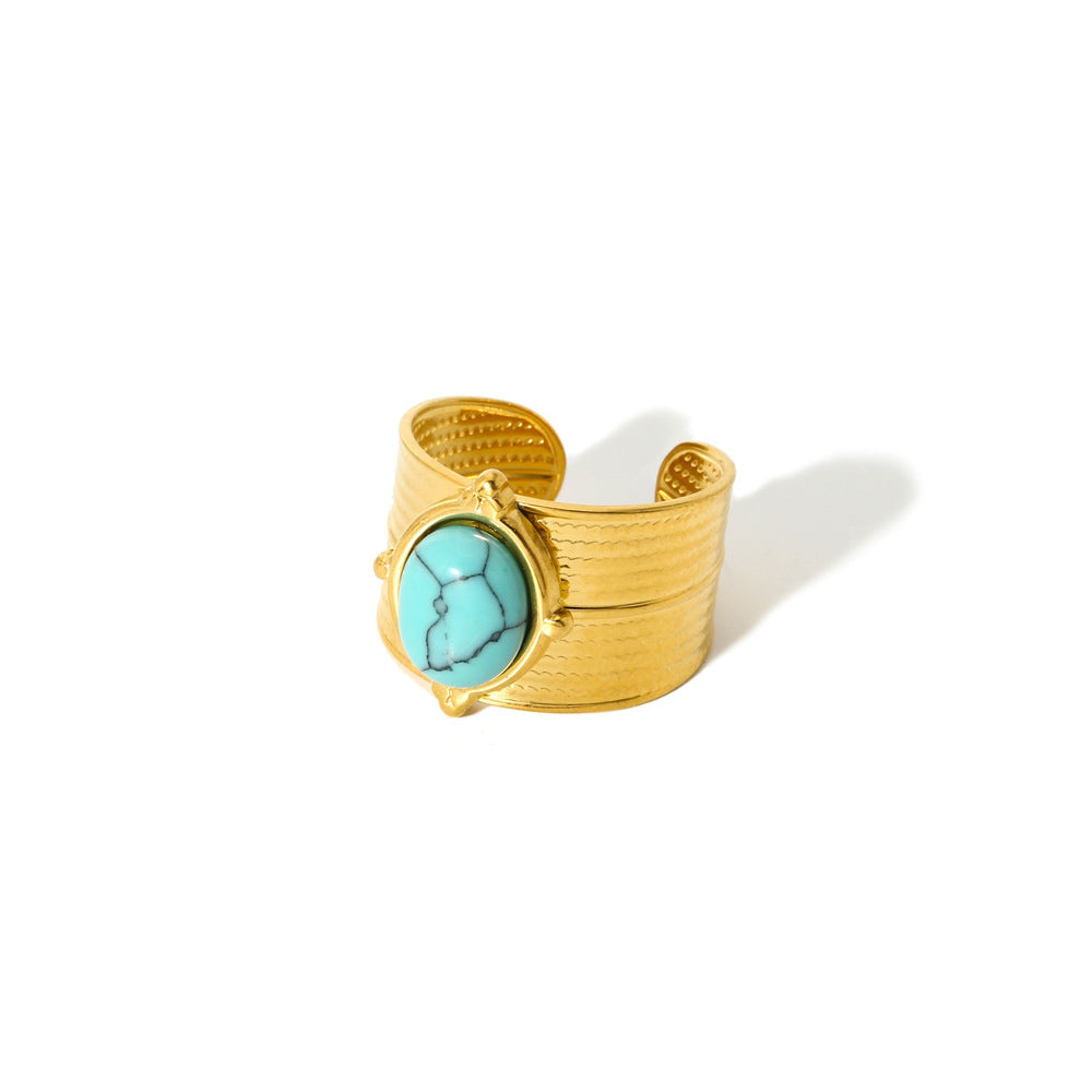 Turquoise Ring | 18K Gold-Plated Stainless Steel | Fade-Resistant & Elegant Design