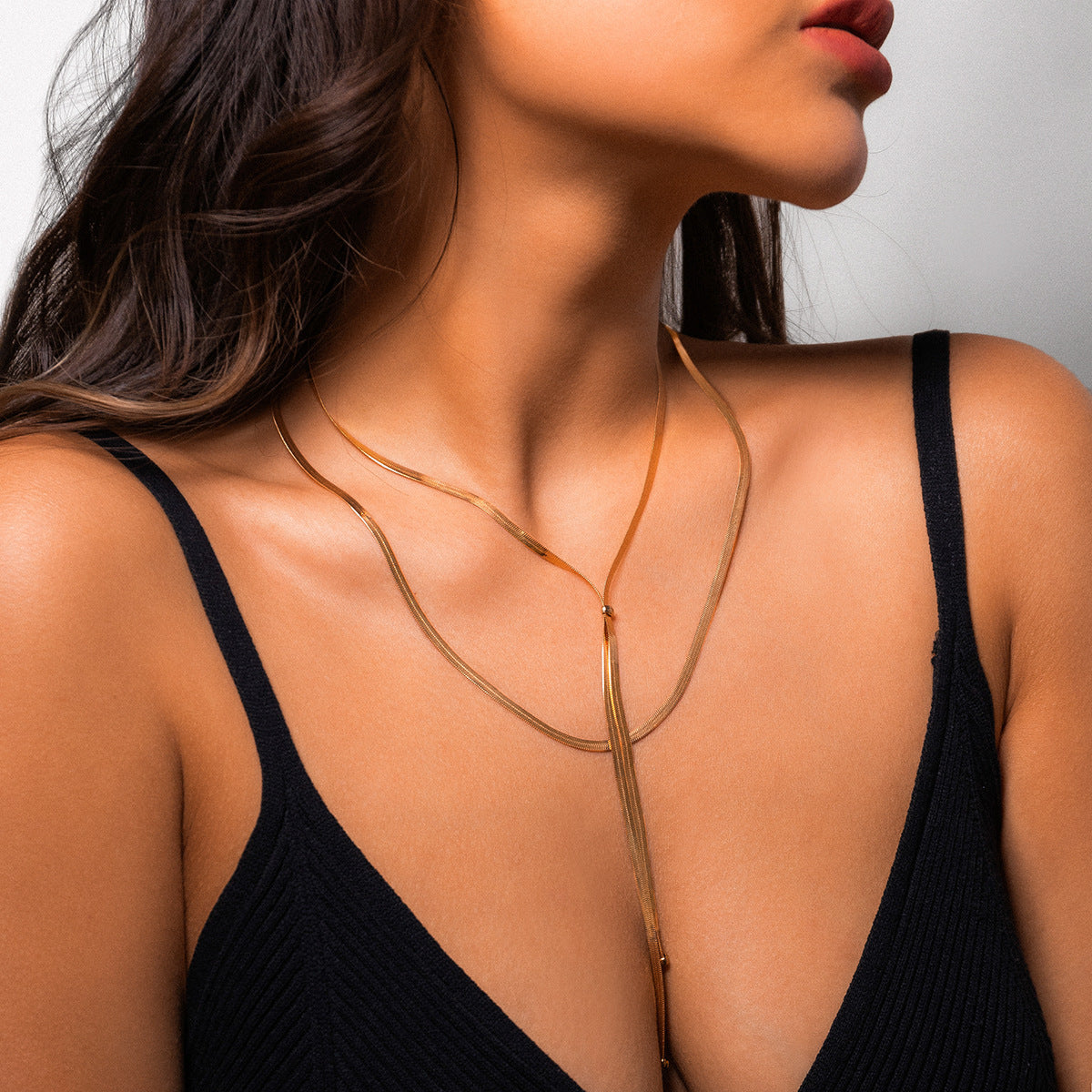 Cold Style Snake Bone Chain Necklace | Vegan-Friendly Long Tassel Design