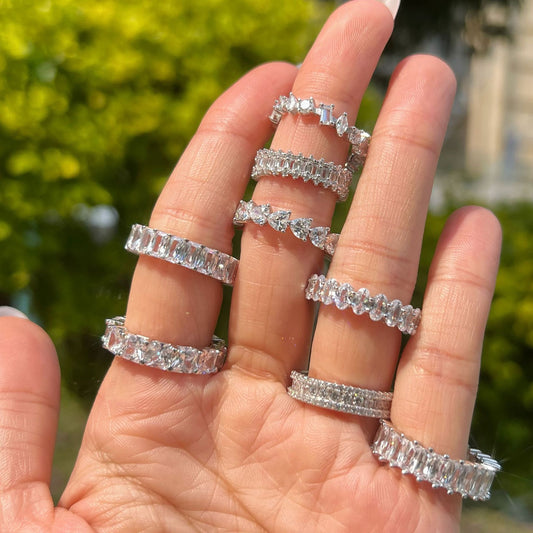 Micro-Pavé S925 Sterling Silver Eternity Ring | Full Zirconia Micro-Pavé | Stackable & Fade-Resistant | INS Style