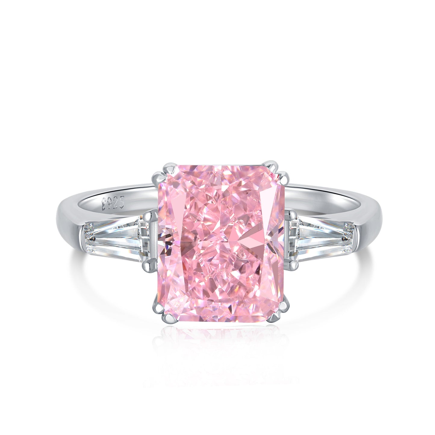 925 Silver Pink Heart Ring | Cube Sugar Design | High-Carbon Diamond | INS Wedding Jewelry for Women