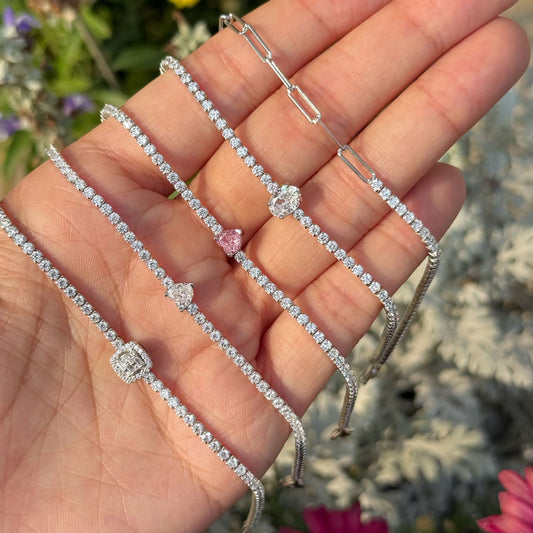 S925 Sterling Silver Love Tennis Bracelet | Full Zirconia Diamond Look | Super Flash, Elegant & Luxurious Design for Women