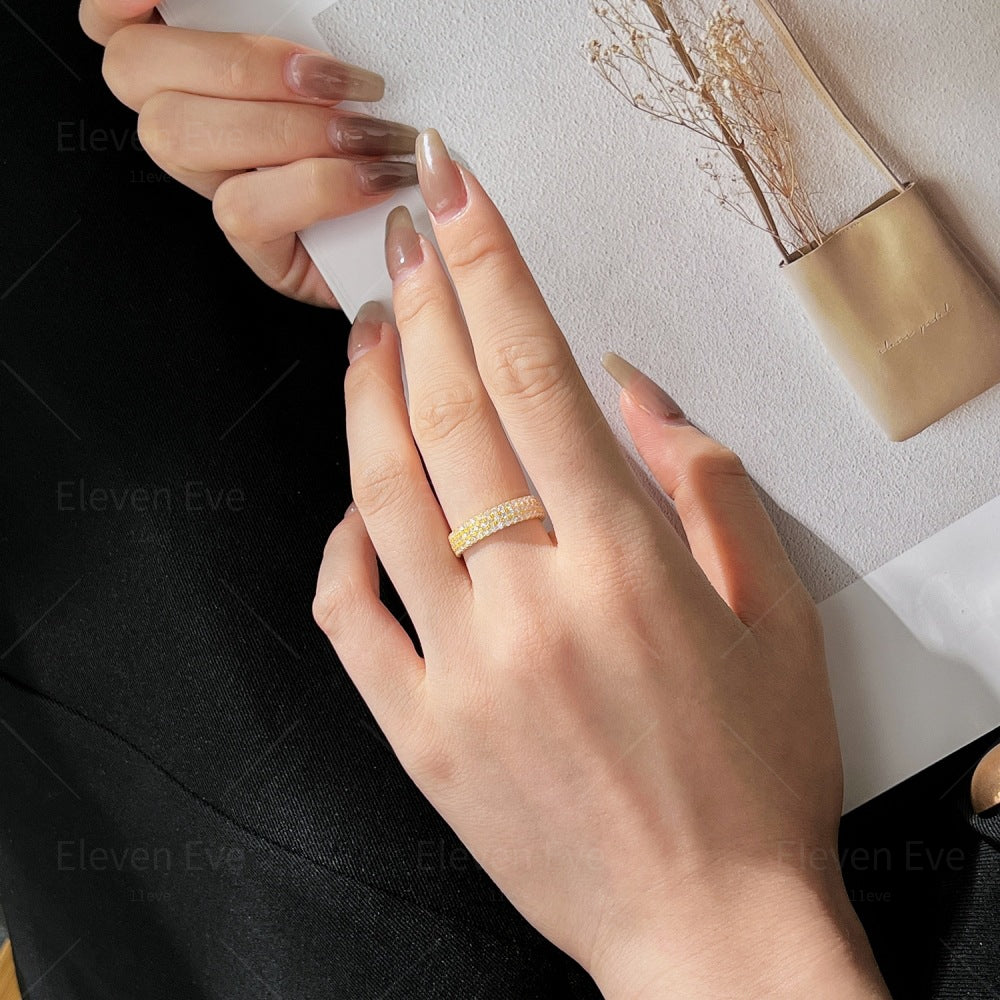 Micro-Pavé S925 Sterling Silver Eternity Ring | Full Zirconia Micro-Pavé | Stackable & Fade-Resistant | INS Style