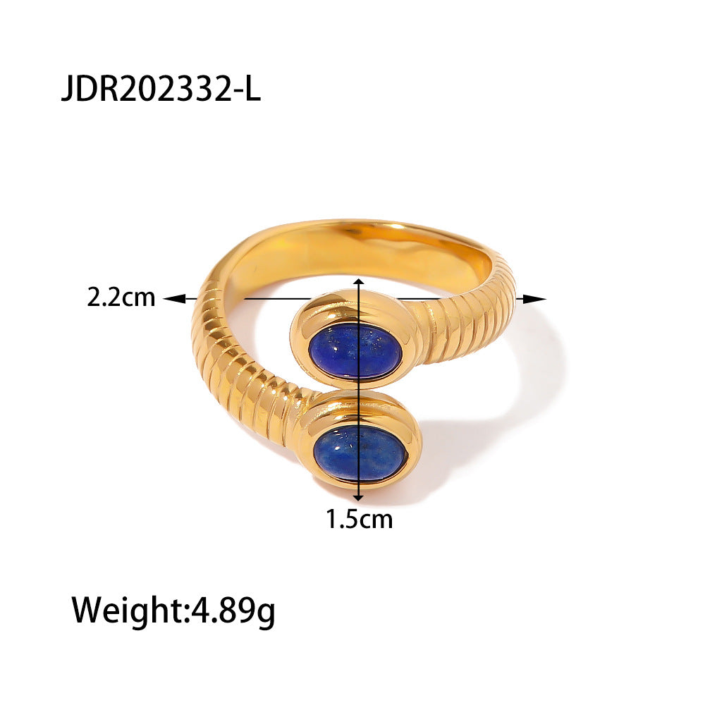Stylish Natural Stone Titanium Steel Ring | Premium Stainless Steel Jewelry | Niche Design