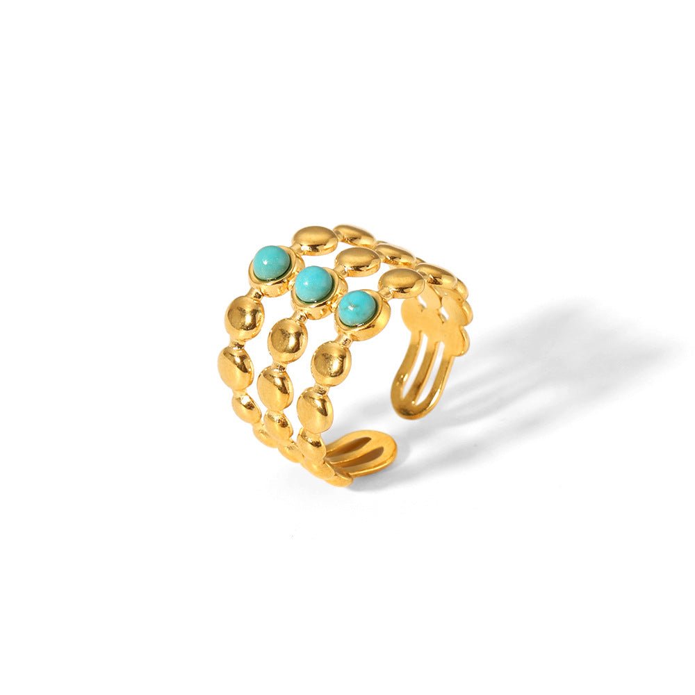Turquoise Ring | 18K Gold-Plated Stainless Steel | Fade-Resistant & Elegant Design