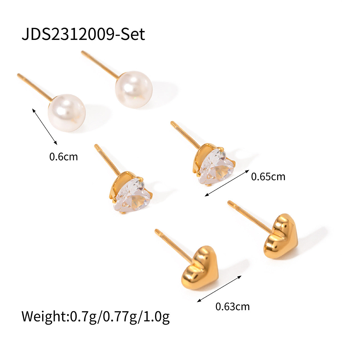 3-Pair Set | Stainless Steel Zirconia & Pearl Earrings | Niche Elegant Style for Women