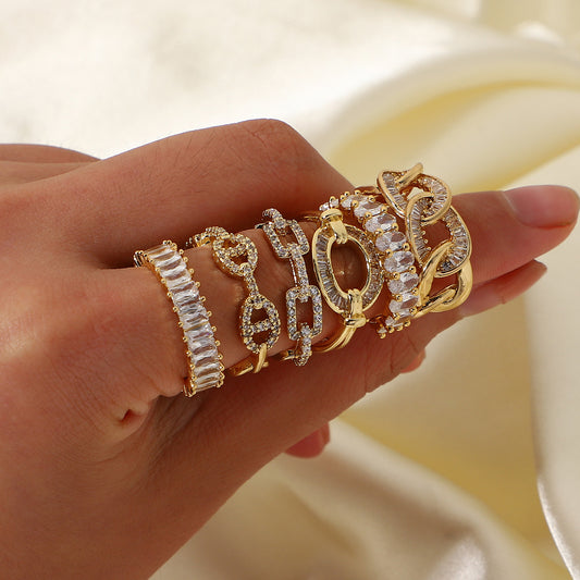 Ethnic Style Open Zirconia Ring | Retro Adjustable Design | No Color Loss | Women's Couple Ring