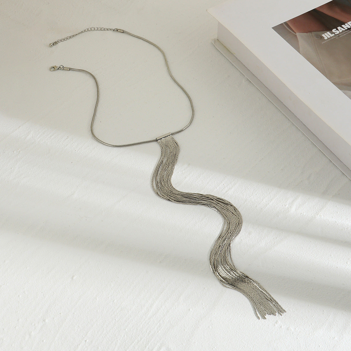 Cold Style Snake Bone Chain Necklace | Vegan-Friendly Long Tassel Design