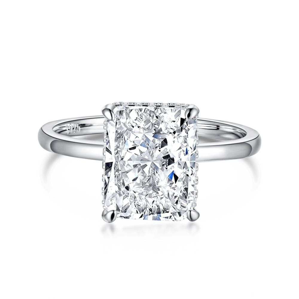 High-Carbon Square-Cut Diamond Ring | S925 Sterling Silver Wedding Ring | Pigeon Egg Style | Light Luxury Super Sparkle Statement Ring