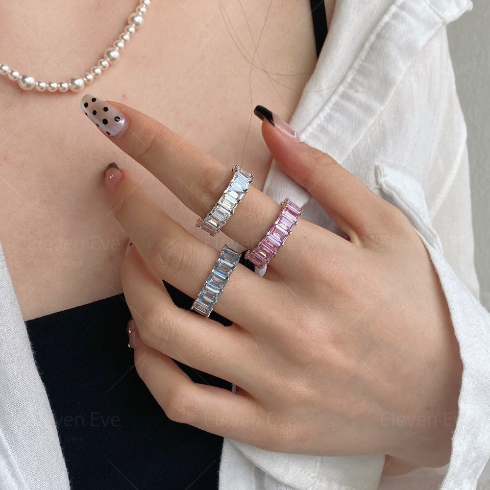 Micro-Pavé S925 Sterling Silver Eternity Ring | Full Zirconia Micro-Pavé | Stackable & Fade-Resistant | INS Style