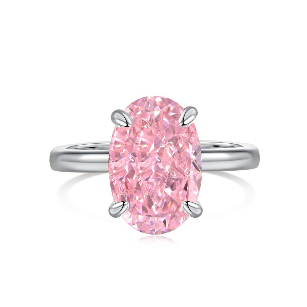925 Silver Pink Heart Ring | Cube Sugar Design | High-Carbon Diamond | INS Wedding Jewelry for Women