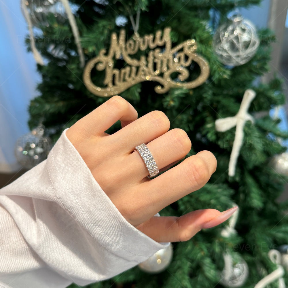 Micro-Pavé S925 Sterling Silver Eternity Ring | Full Zirconia Micro-Pavé | Stackable & Fade-Resistant | INS Style