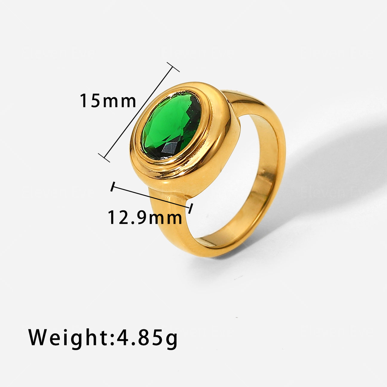 IG Popular Stainless Steel Fashion Ring for Women 18K | Gold Green Ring