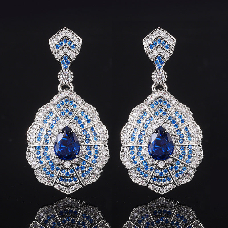 Vintage Baroque Jewelry Set | Sapphire Necklace, Earrings & Ring | European & American Style