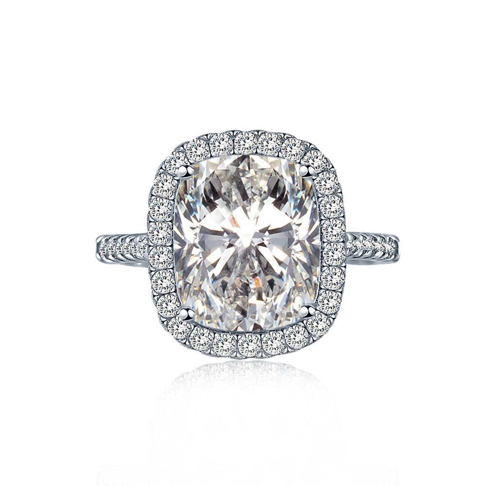 High-Carbon Square-Cut Diamond Ring | S925 Sterling Silver Wedding Ring | Pigeon Egg Style | Light Luxury Super Sparkle Statement Ring