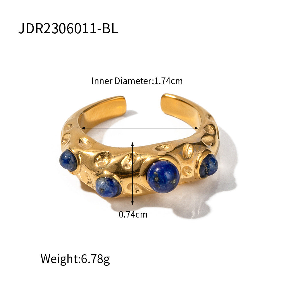 Stylish Natural Stone Titanium Steel Ring | Premium Stainless Steel Jewelry | Niche Design