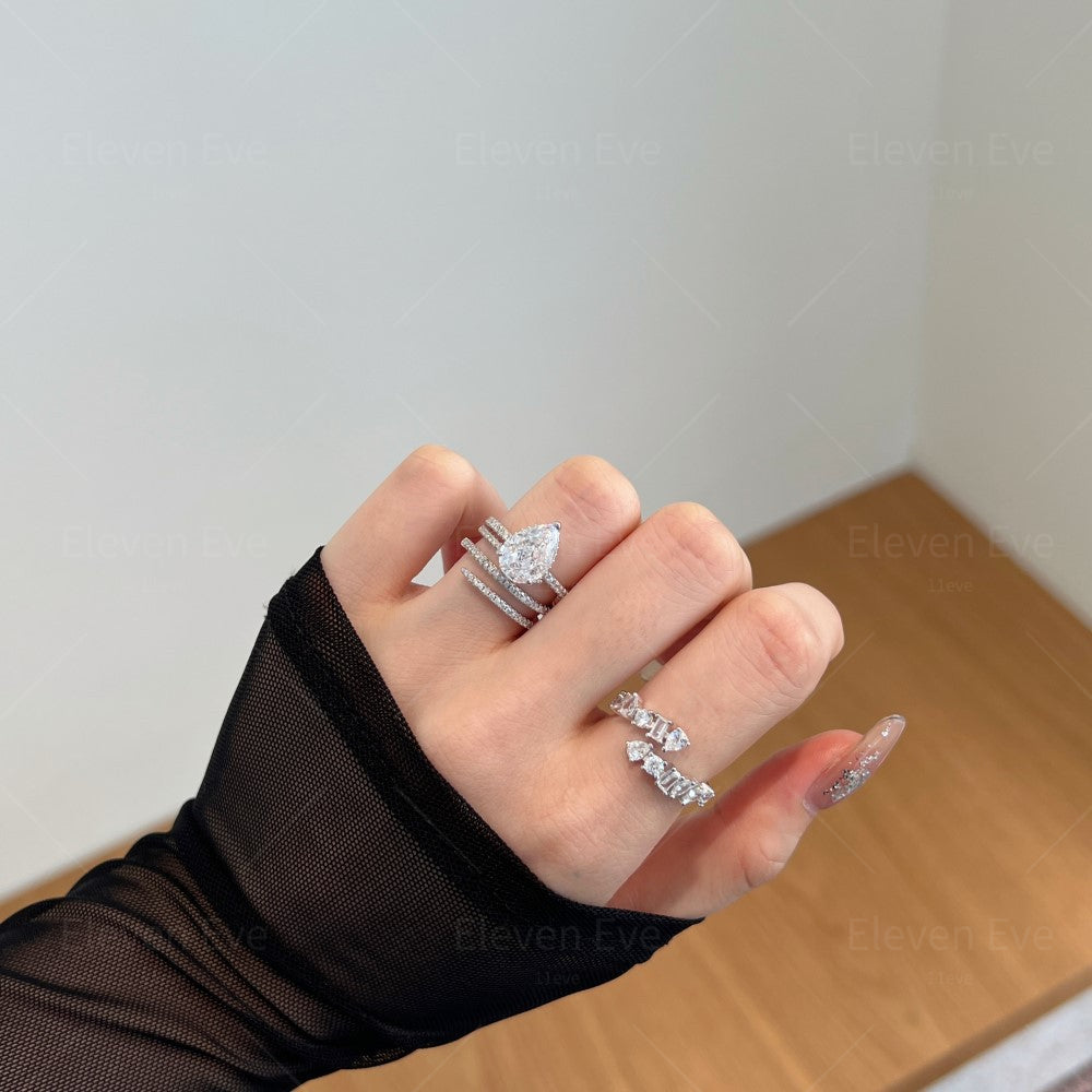 High-Carbon Square-Cut Diamond Ring | S925 Sterling Silver Wedding Ring | Pigeon Egg Style | Light Luxury Super Sparkle Statement Ring