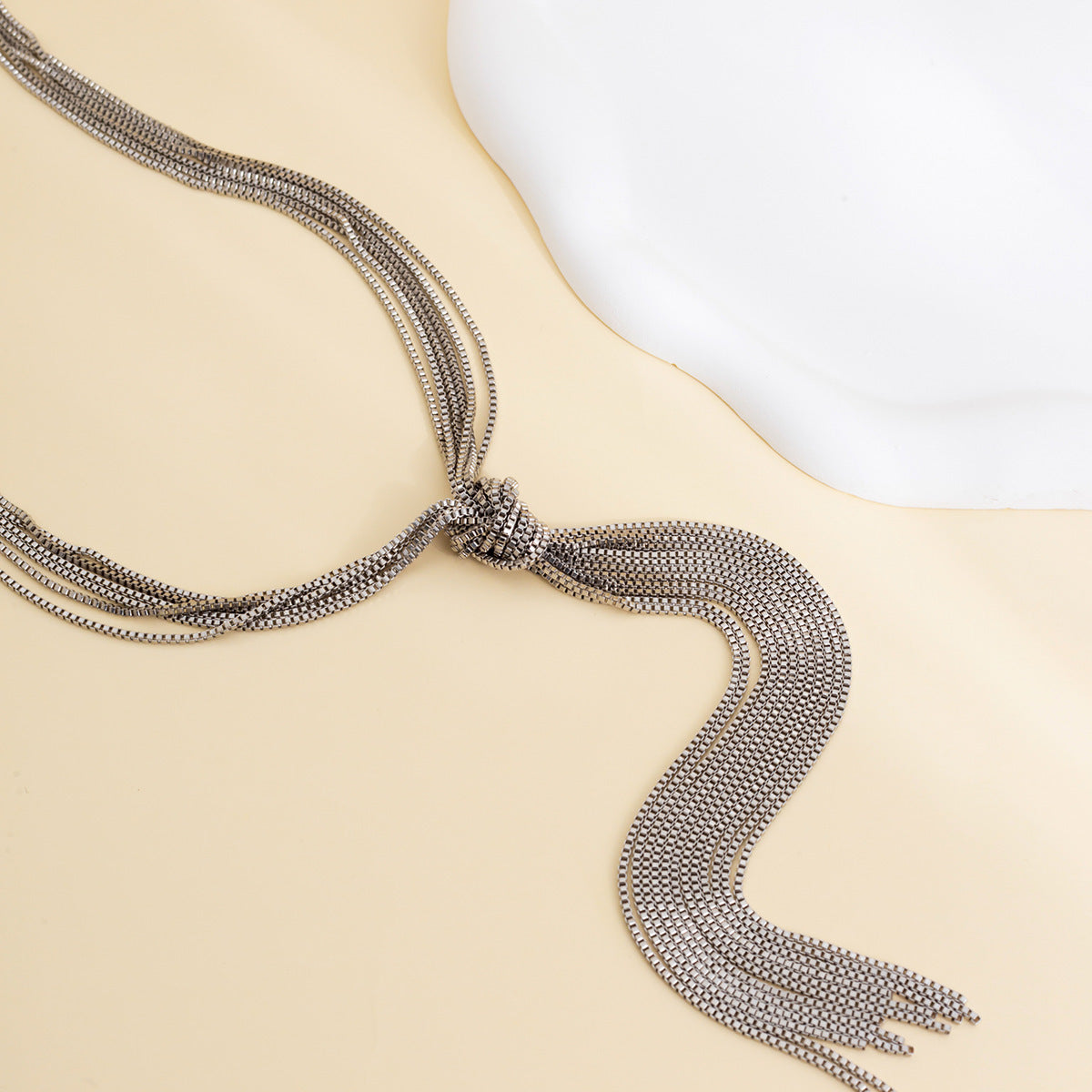 Cold Style Snake Bone Chain Necklace | Vegan-Friendly Long Tassel Design