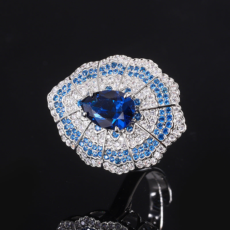 Vintage Baroque Jewelry Set | Sapphire Necklace, Earrings & Ring | European & American Style