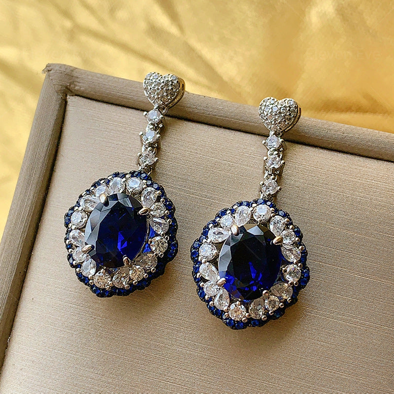 Two-Tone Black & Royal Blue Jewelry Set | Statement Ring & Pendant Earrings | Elegant Women's Style