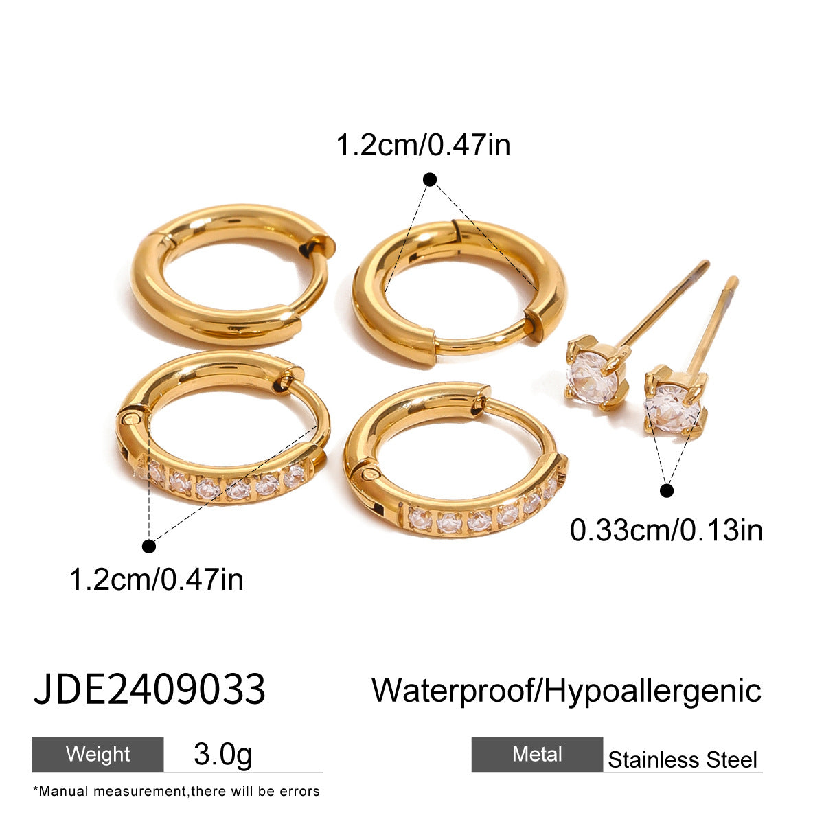 3-Pair Set | Stainless Steel Zirconia & Pearl Earrings | Niche Elegant Style for Women