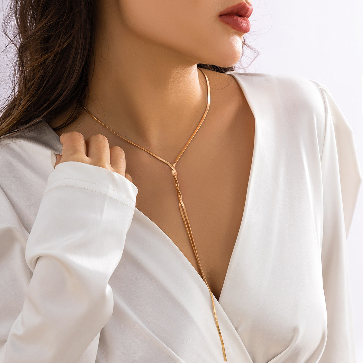 Cold Style Snake Bone Chain Necklace | Vegan-Friendly Long Tassel Design