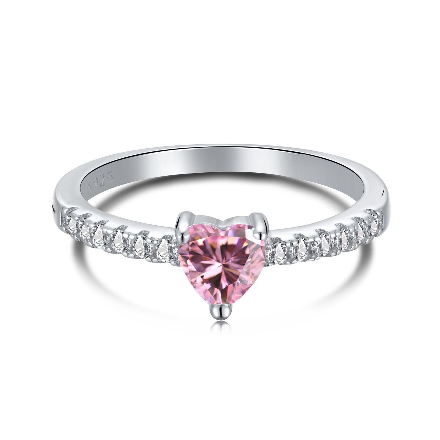 925 Silver Pink Heart Ring | Cube Sugar Design | High-Carbon Diamond | INS Wedding Jewelry for Women
