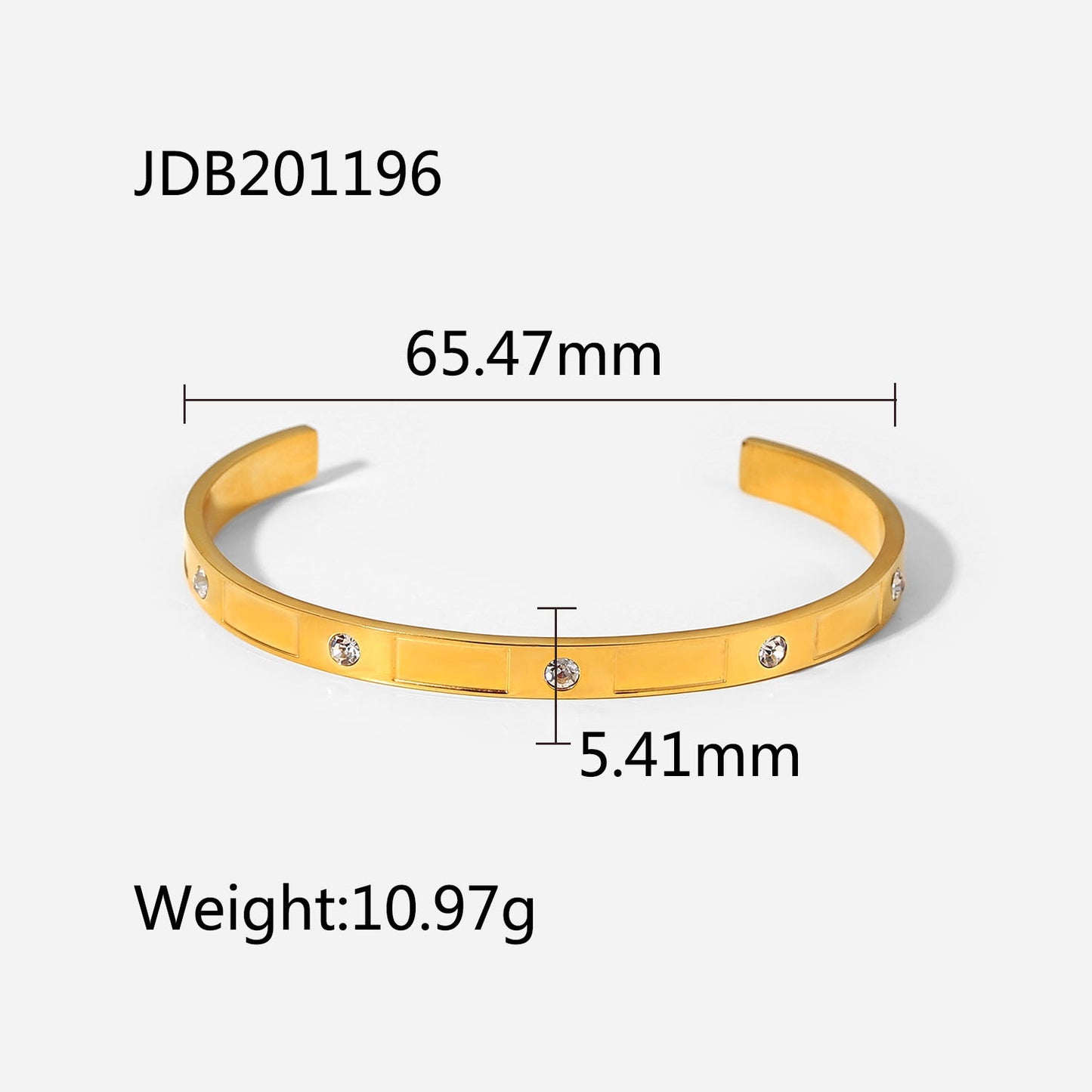 Retro Gold Bracelet | Stainless Steel Open Design for Women ｜ Zirconia Detail | No Color Fade