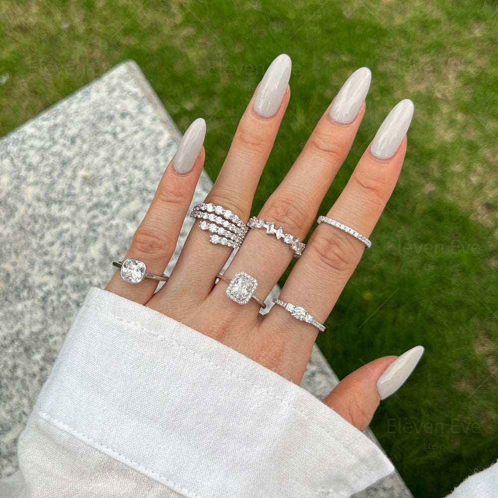 Micro-Pavé S925 Sterling Silver Eternity Ring | Full Zirconia Micro-Pavé | Stackable & Fade-Resistant | INS Style