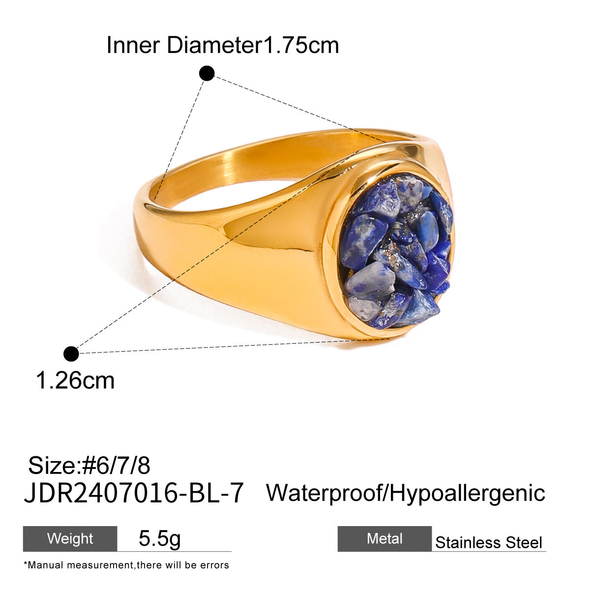 Stylish Natural Stone Titanium Steel Ring | Premium Stainless Steel Jewelry | Niche Design