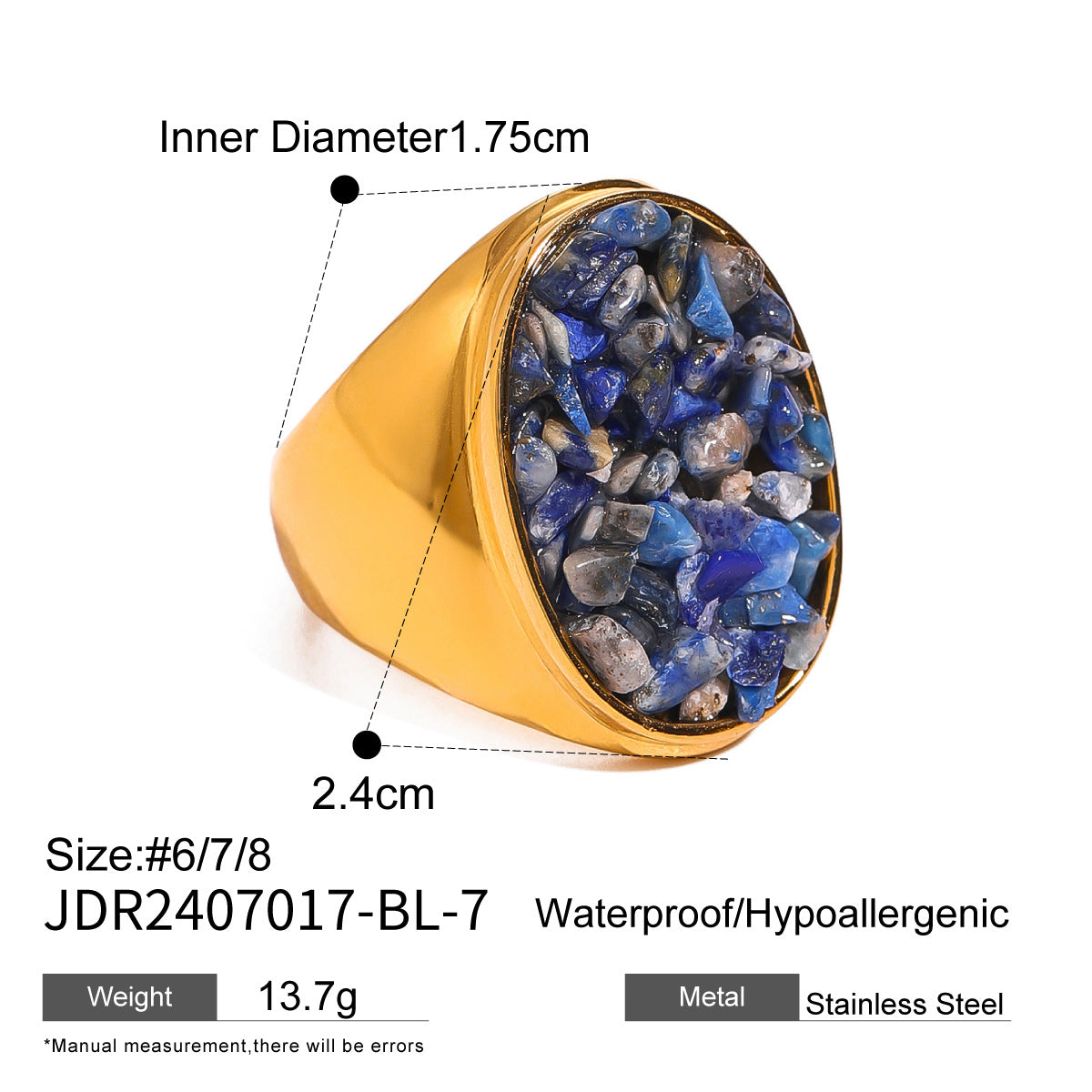 Stylish Natural Stone Titanium Steel Ring | Premium Stainless Steel Jewelry | Niche Design