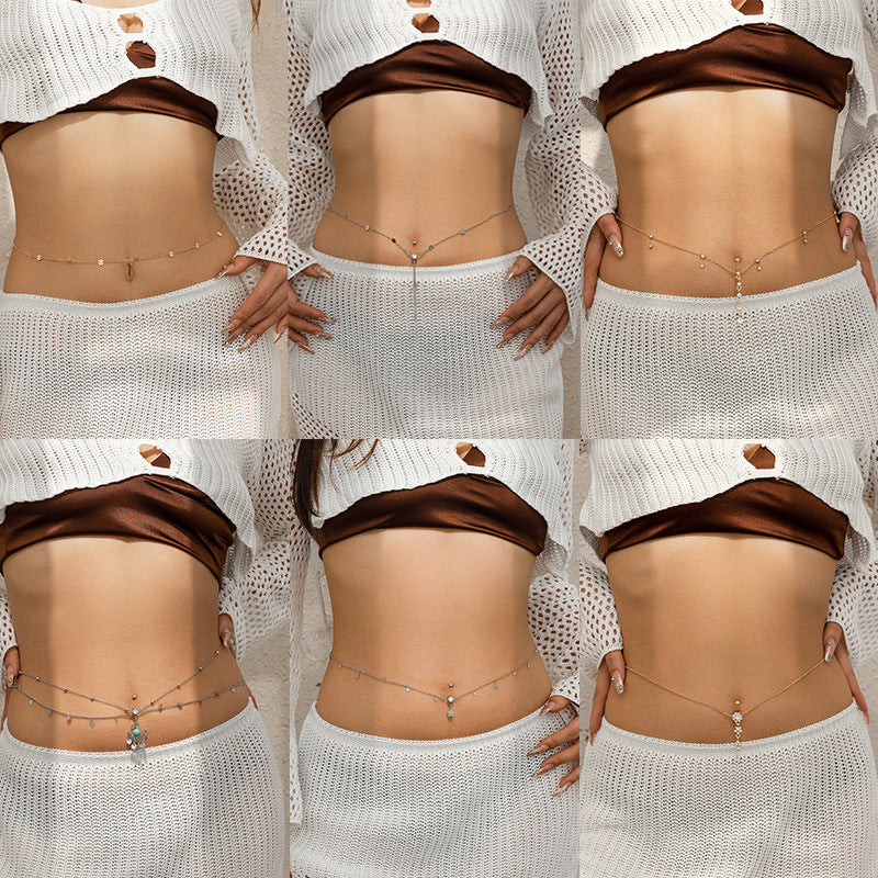Rhinestone Tassel Belly Chain | Sexy Beach Body Jewelry for Women