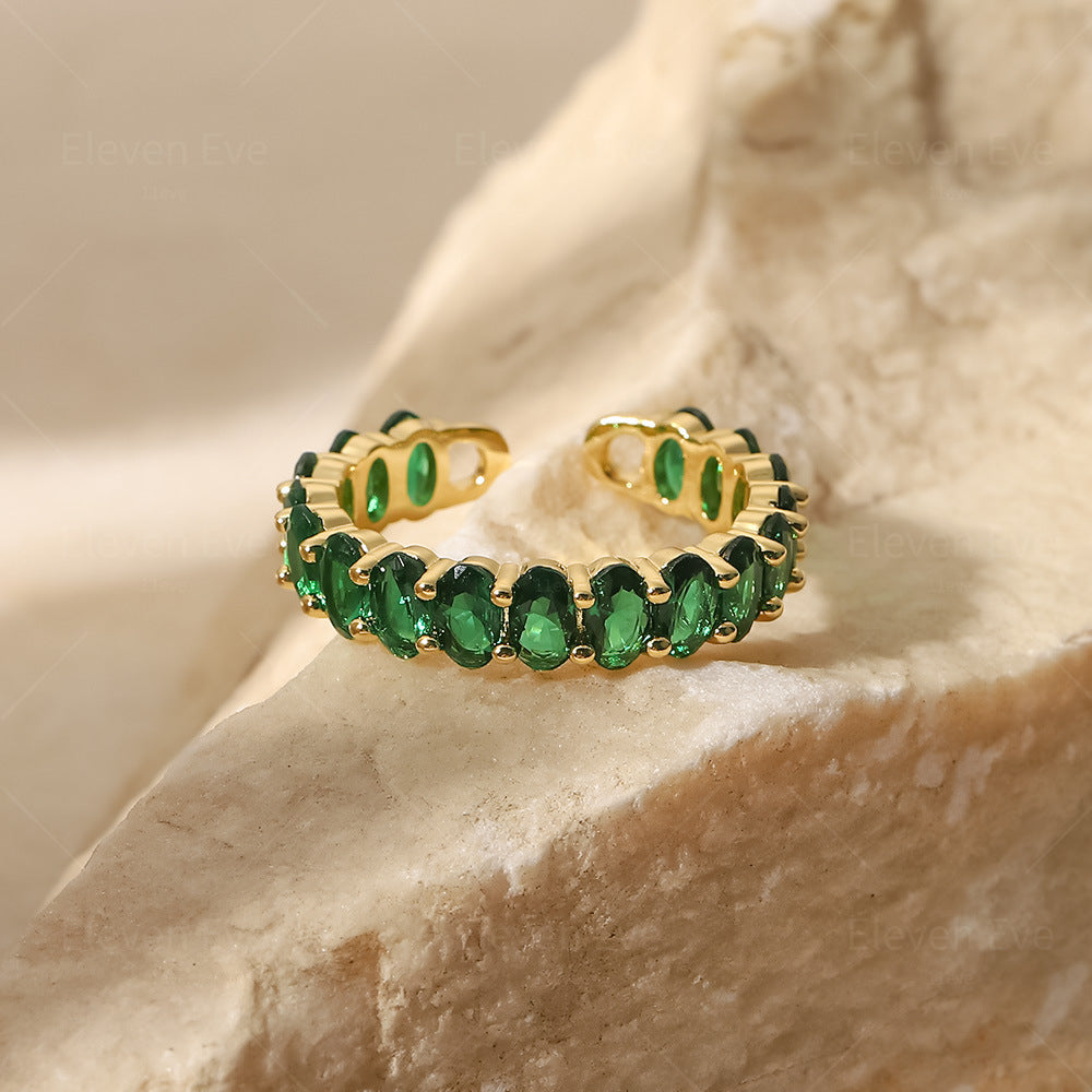 IG Popular Stainless Steel Fashion Ring for Women 18K | Gold Green Ring