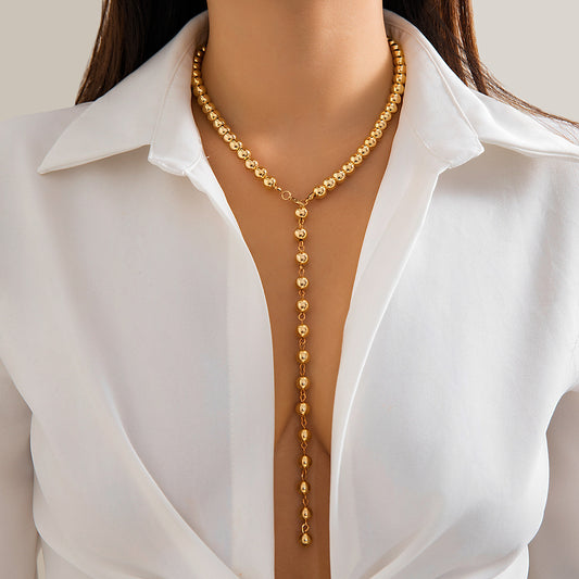 Vintage Pearl Bead Tassel Necklace | Long, Simple & Elegant Niche Design