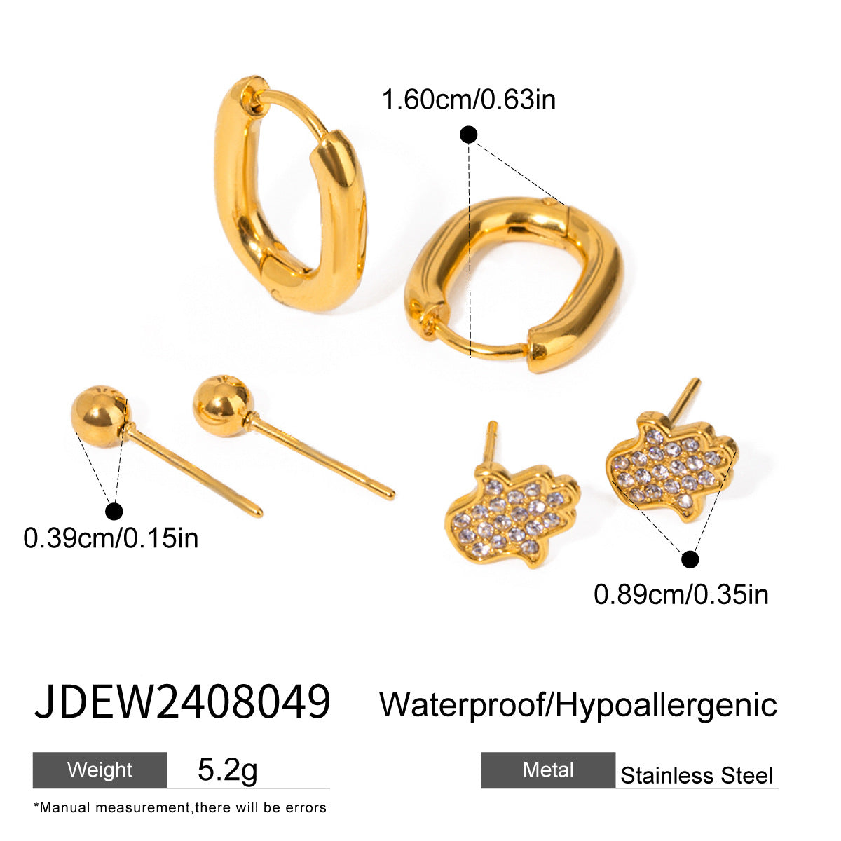 3-Pair Set | Stainless Steel Zirconia & Pearl Earrings | Niche Elegant Style for Women