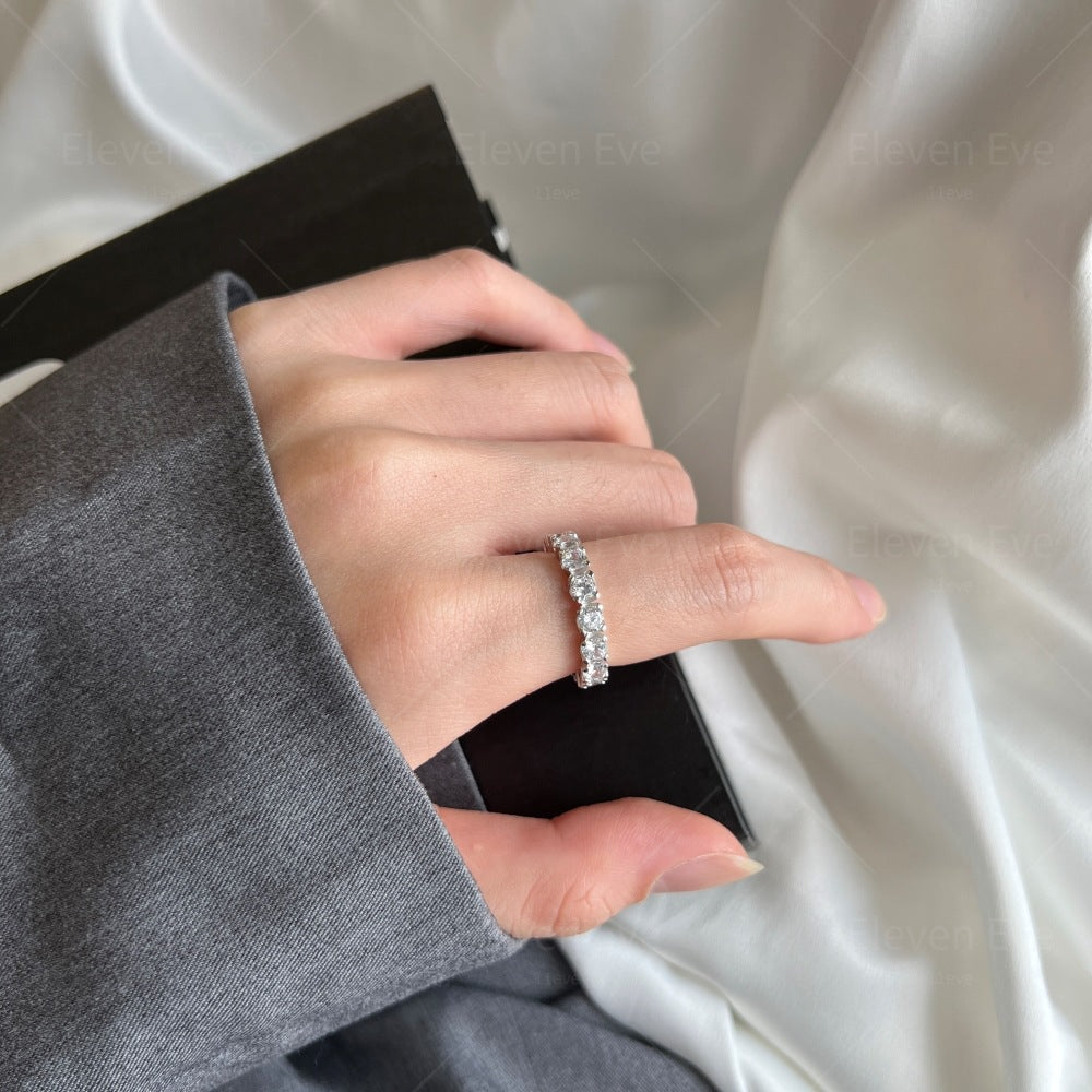 Micro-Pavé S925 Sterling Silver Eternity Ring | Full Zirconia Micro-Pavé | Stackable & Fade-Resistant | INS Style