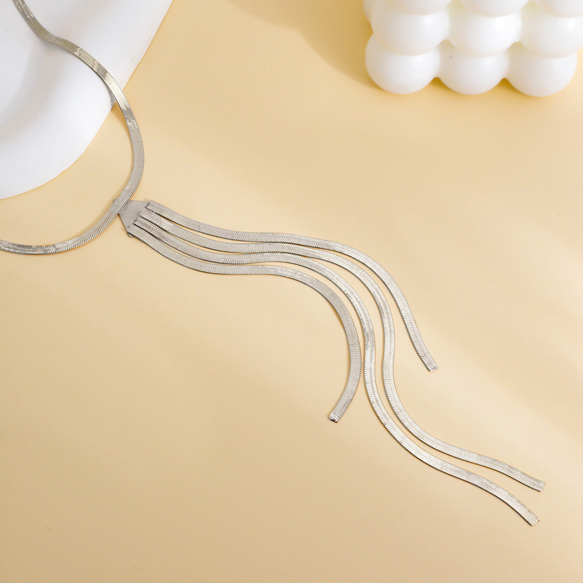 Cold Style Snake Bone Chain Necklace | Vegan-Friendly Long Tassel Design