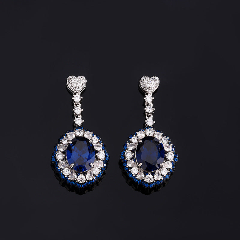Two-Tone Black & Royal Blue Jewelry Set | Statement Ring & Pendant Earrings | Elegant Women's Style