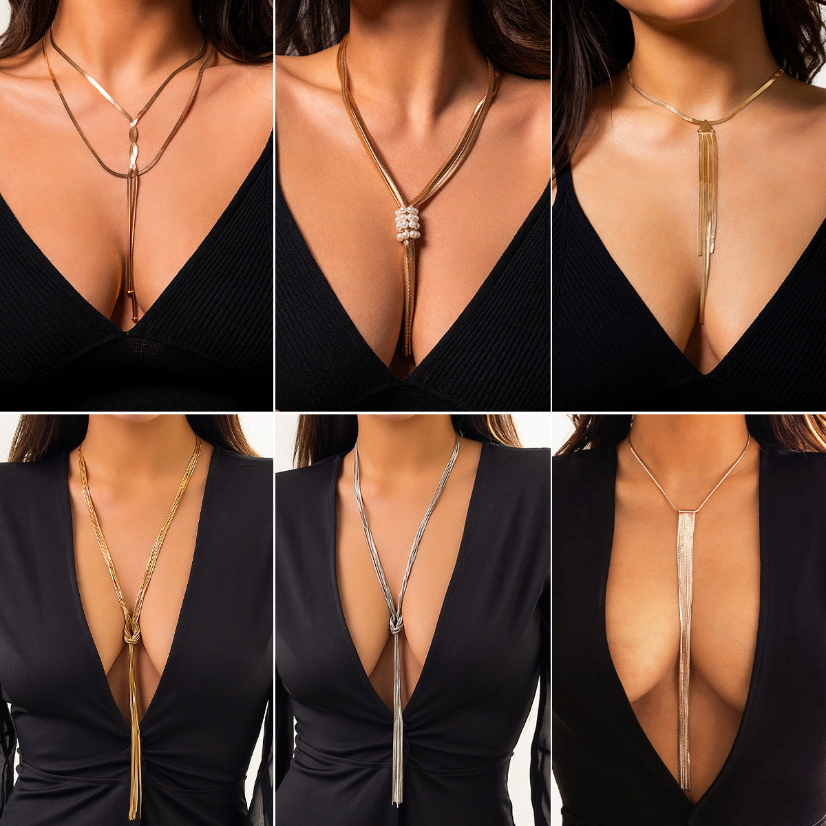 Cold Style Snake Bone Chain Necklace | Vegan-Friendly Long Tassel Design