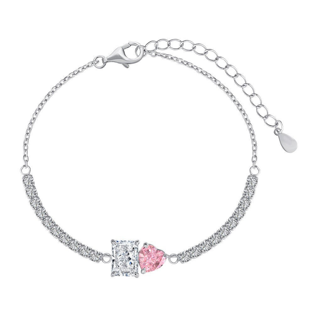 S925 Sterling Silver Love Tennis Bracelet | Full Zirconia Diamond Look | Super Flash, Elegant & Luxurious Design for Women
