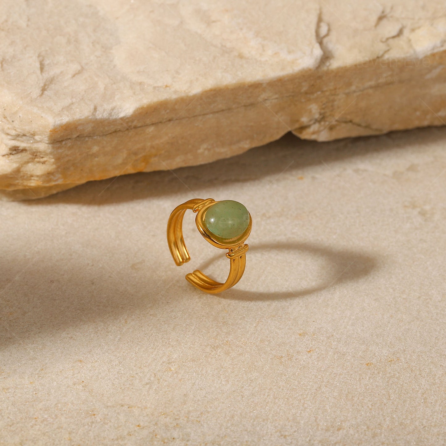 IG Popular Stainless Steel Fashion Ring for Women 18K | Gold Green Ring