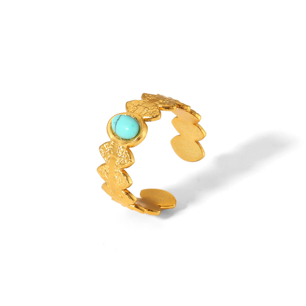 Turquoise Ring | 18K Gold-Plated Stainless Steel | Fade-Resistant & Elegant Design