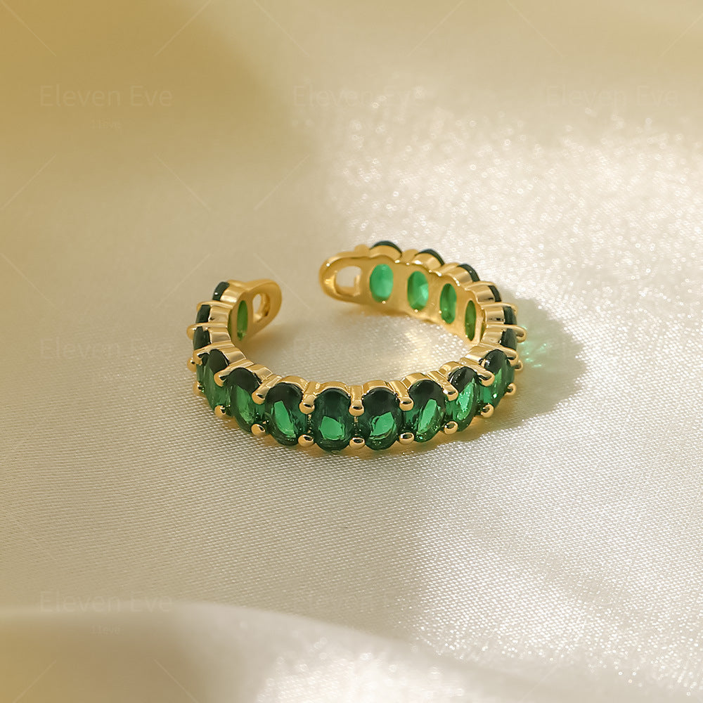 IG Popular Stainless Steel Fashion Ring for Women 18K | Gold Green Ring